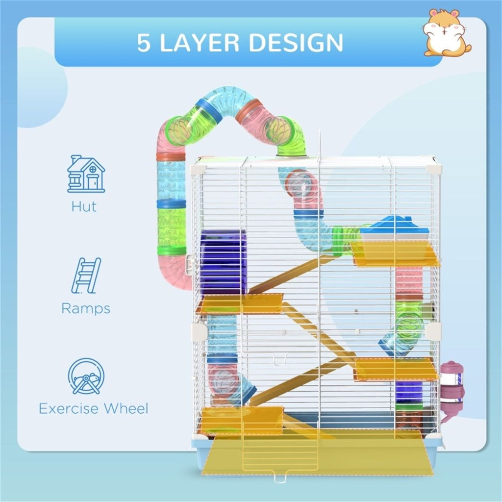 5-Tier Hamster Cage with Tubes & Accessories – Fun Home for Small Pets