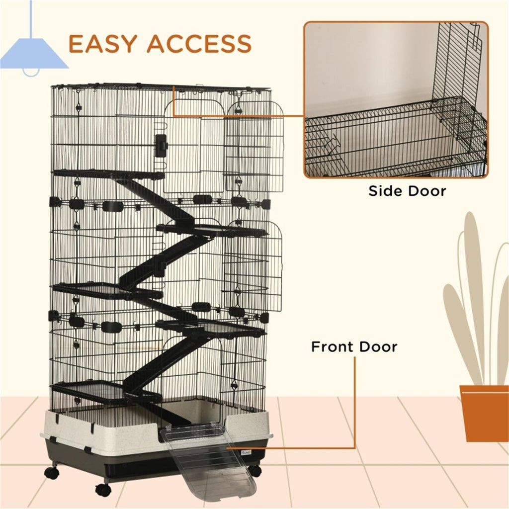 Spacious Multi-Level Small Animal Cage with Ramps & Platforms