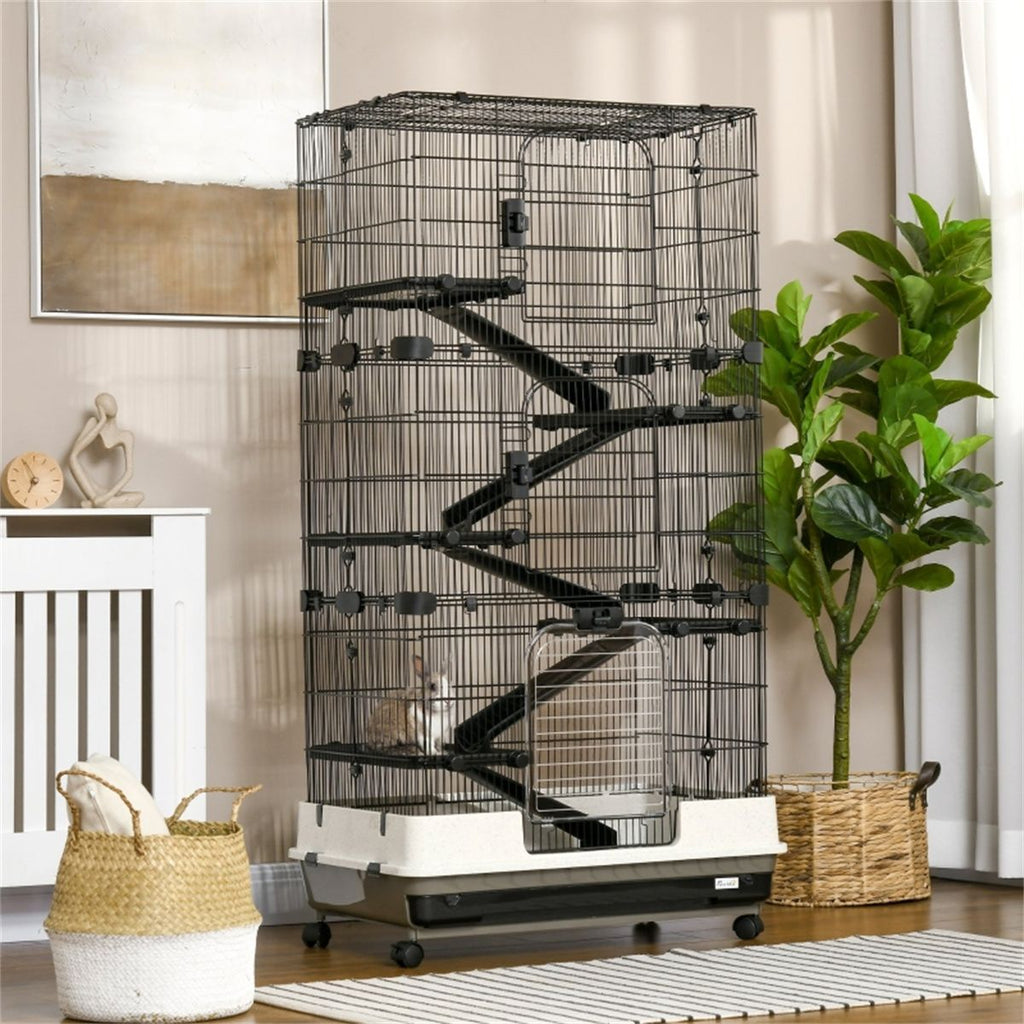 Spacious Multi-Level Small Animal Cage with Ramps & Platforms