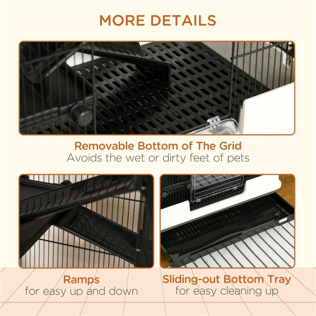 Spacious Multi-Level Small Animal Cage with Ramps & Platforms