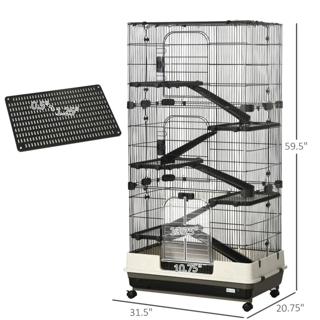 Spacious Multi-Level Small Animal Cage with Ramps & Platforms