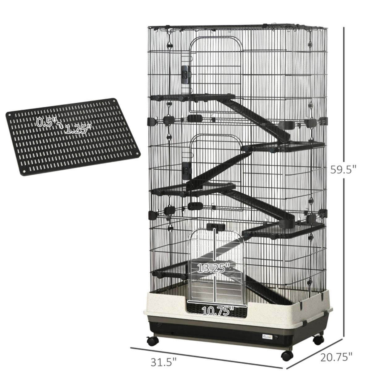 Spacious Multi-Level Small Animal Cage with Ramps & Platforms