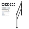 Handrails for Outdoor Steps, 4-5 Step Stair Hand Rail Kit, Transitional Carbon Steel Railings with Installation Kit, Stair Rails for Seniors, Concrete Steps & Porch & Deck, Black Square Tube