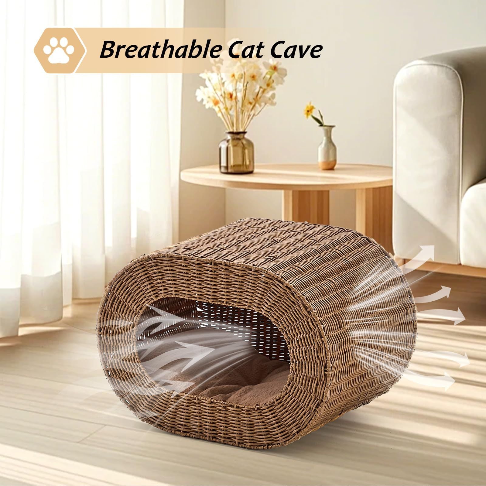 Handwoven Cat Cave House for Indoor Kittens