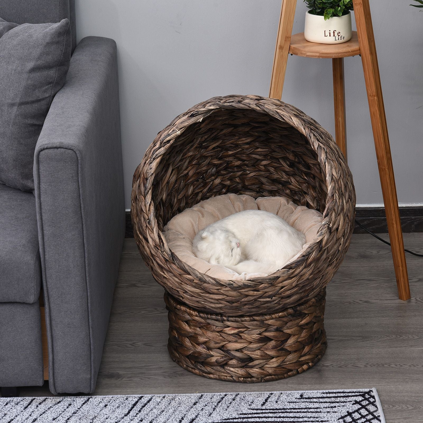 Give Your Cat a Cozy Hideaway with This Handwoven Wicker Egg Chair Bed