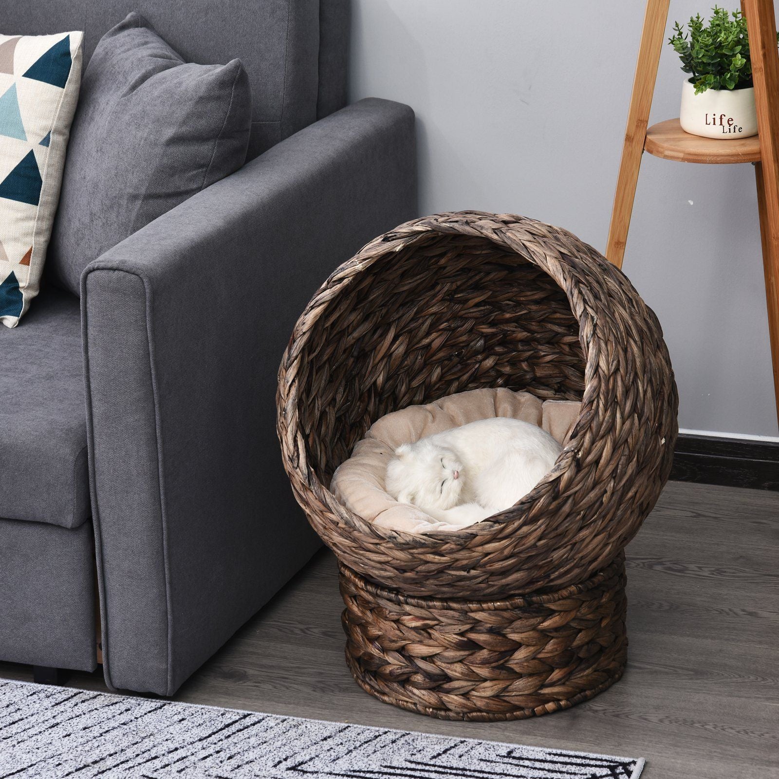 Give Your Cat a Cozy Hideaway with This Handwoven Wicker Egg Chair Bed