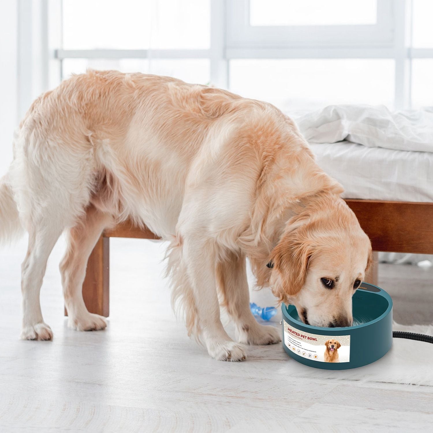 Heated Water Bowl for Dog Cat Heating Water Dish IP67 water-ready Thermal Water Bowl Heated Pe
