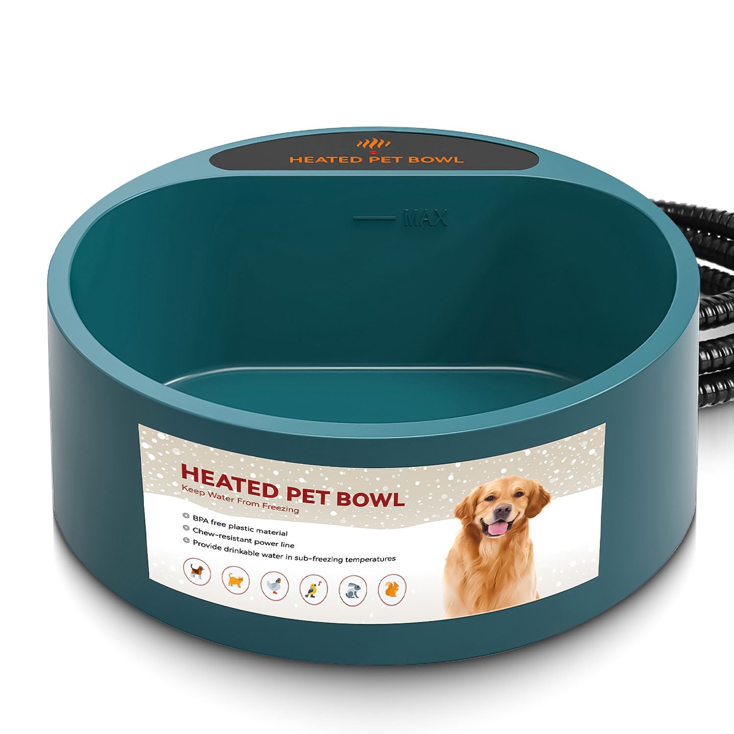 Heated Water Bowl for Dog Cat Heating Water Dish IP67 water-ready Thermal Water Bowl Heated Pe