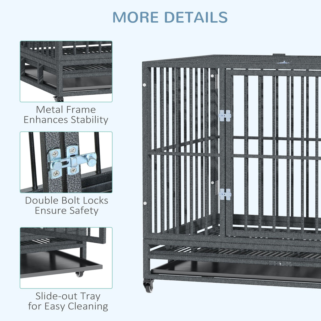 practical Dog Cage with Wheels & Double Doors – Secure, Easy Clean