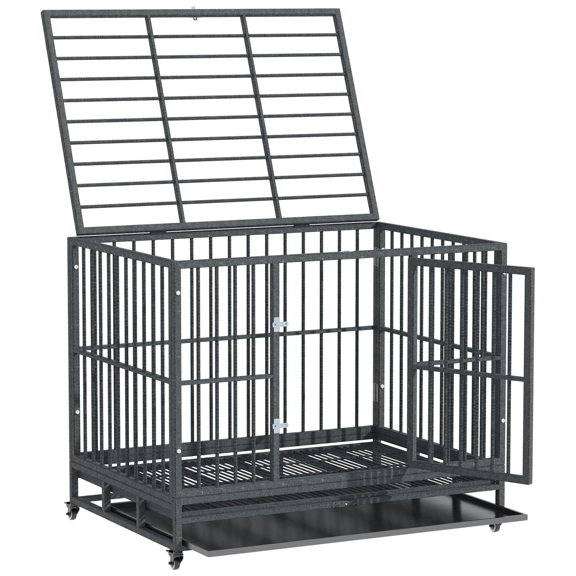 practical Dog Cage with Wheels & Double Doors – Secure, Easy Clean