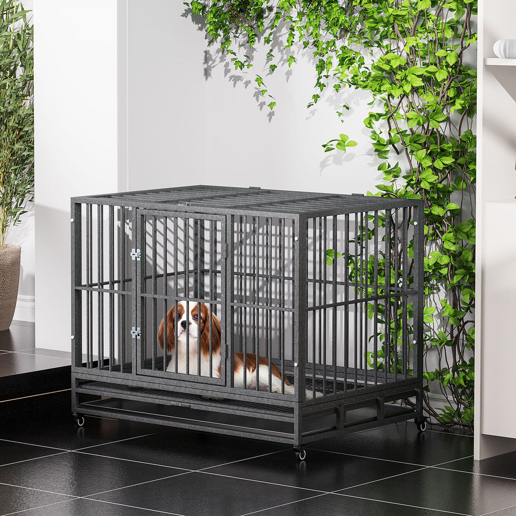 practical Dog Cage with Wheels & Double Doors – Secure, Easy Clean