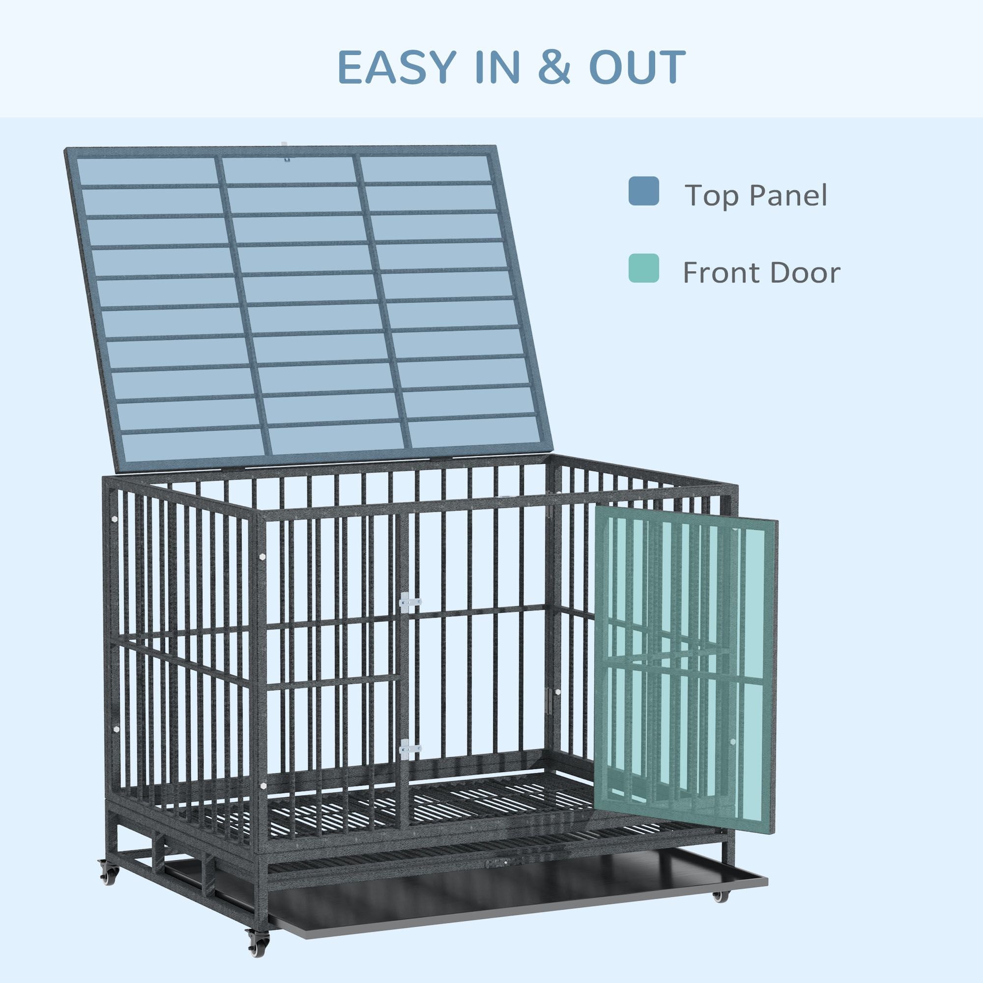 practical Dog Cage with Wheels & Double Doors – Secure, Easy Clean