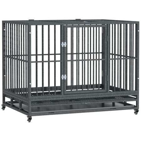 practical Dog Cage with Wheels & Double Doors – Secure, Easy Clean