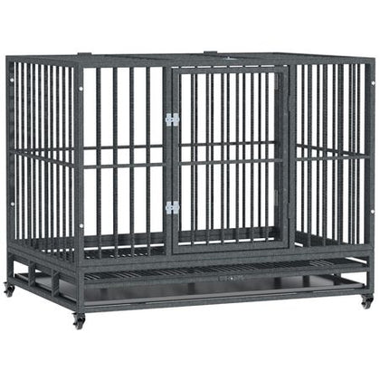 practical Dog Cage with Wheels & Double Doors – Secure, Easy Clean