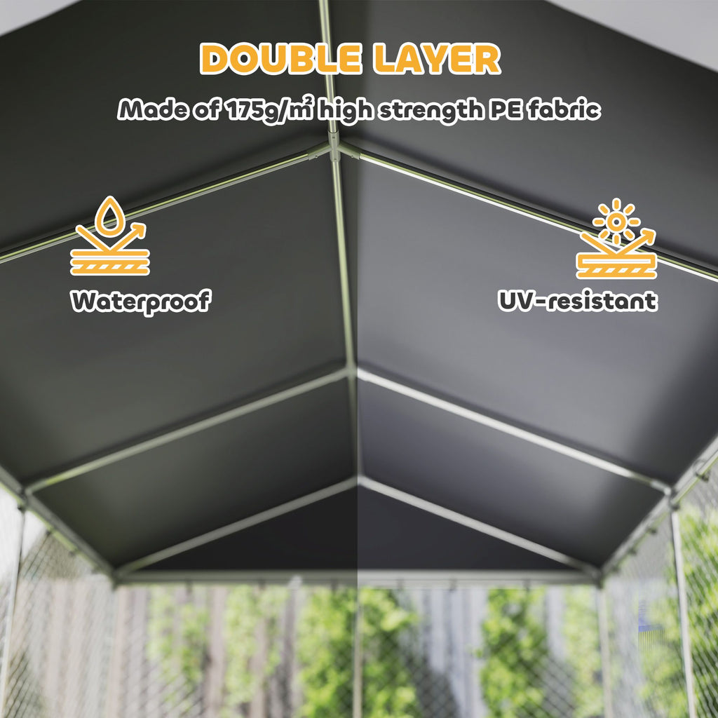 Outdoor Dog Kennel with water-ready Roof and Secure Latches