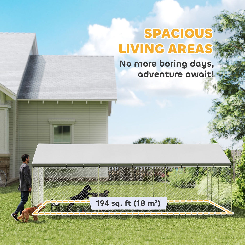 Outdoor Dog Kennel with water-ready Roof and Secure Latches