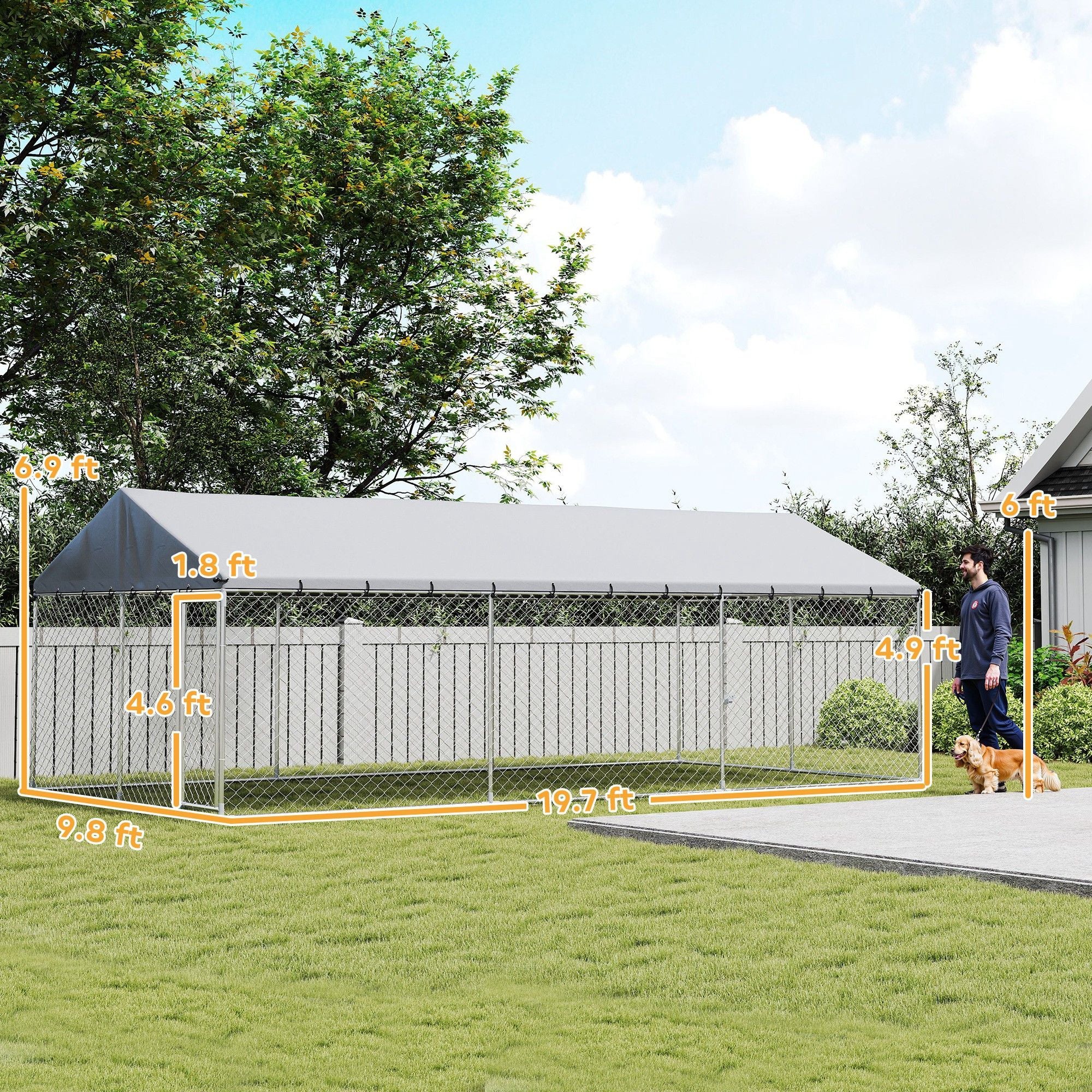 Outdoor Dog Kennel with water-ready Roof and Secure Latches
