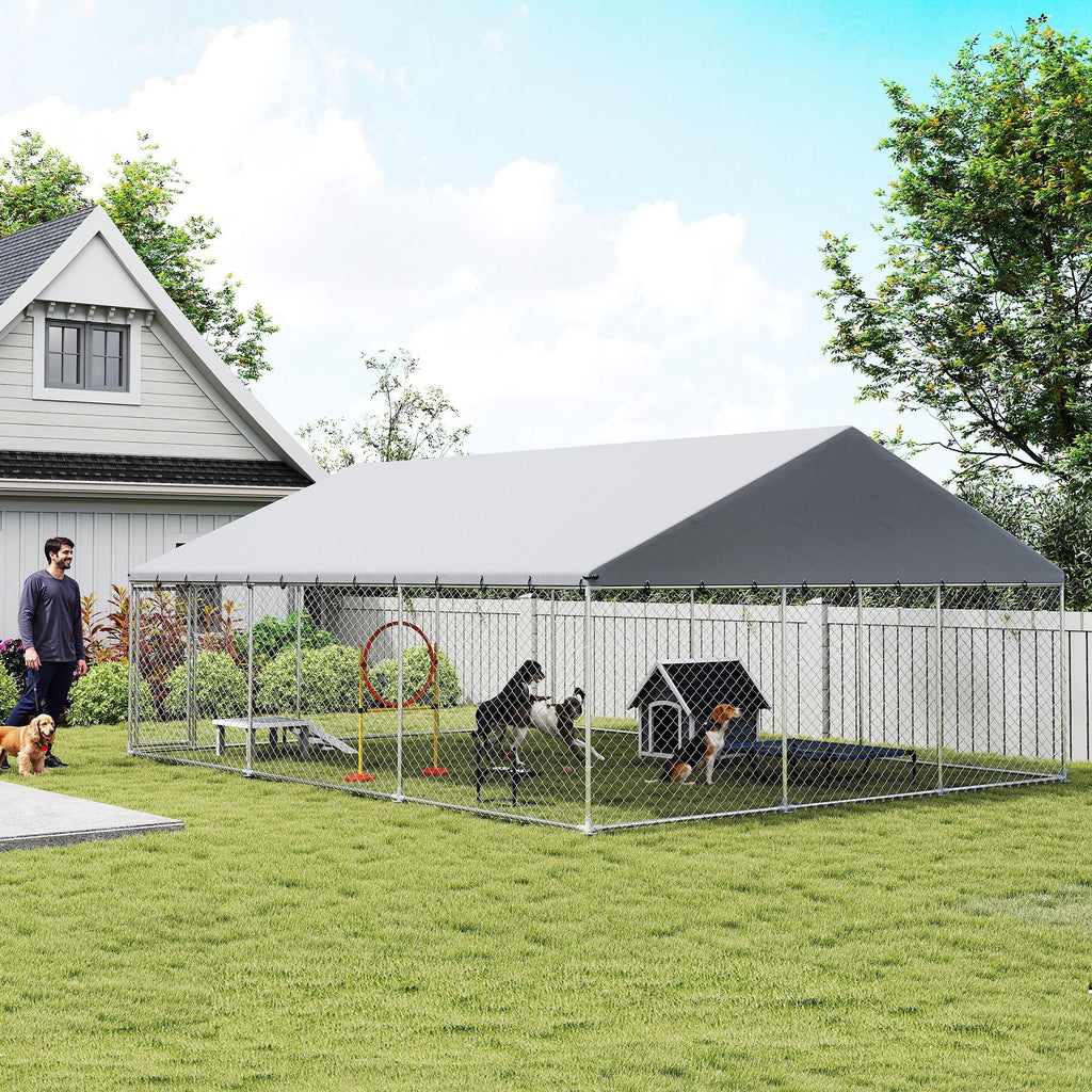 practical Outdoor Dog Kennel with water-ready Roof and Secure Latches