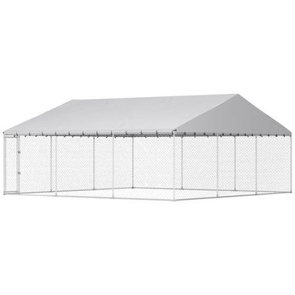 Spacious Outdoor Dog Kennel with water-ready Roof & Secure Latch