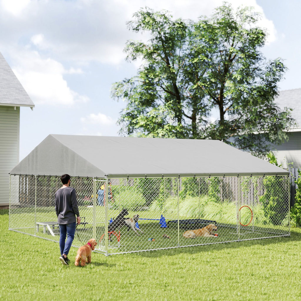 Spacious Outdoor Dog Kennel with water-ready Roof & Secure Latch