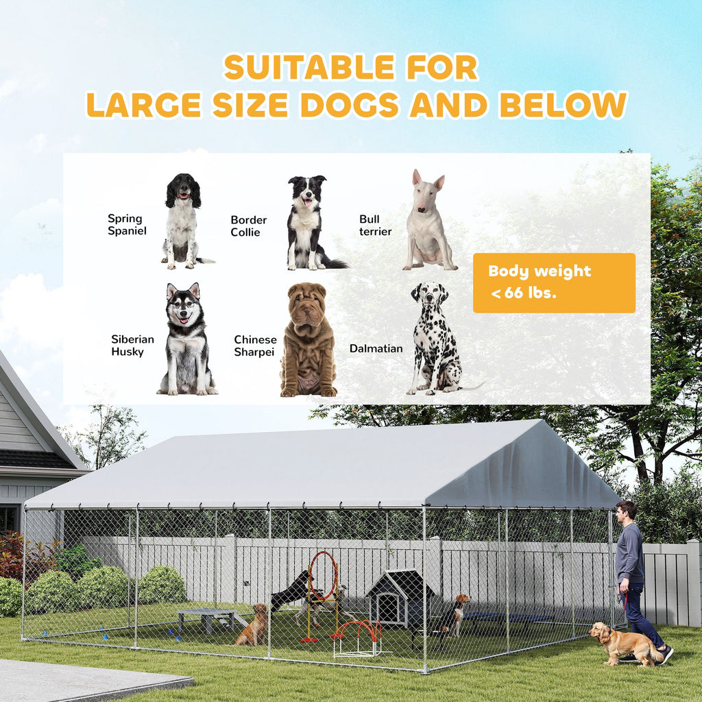 Spacious Outdoor Dog Kennel with water-ready Roof & Secure Latch