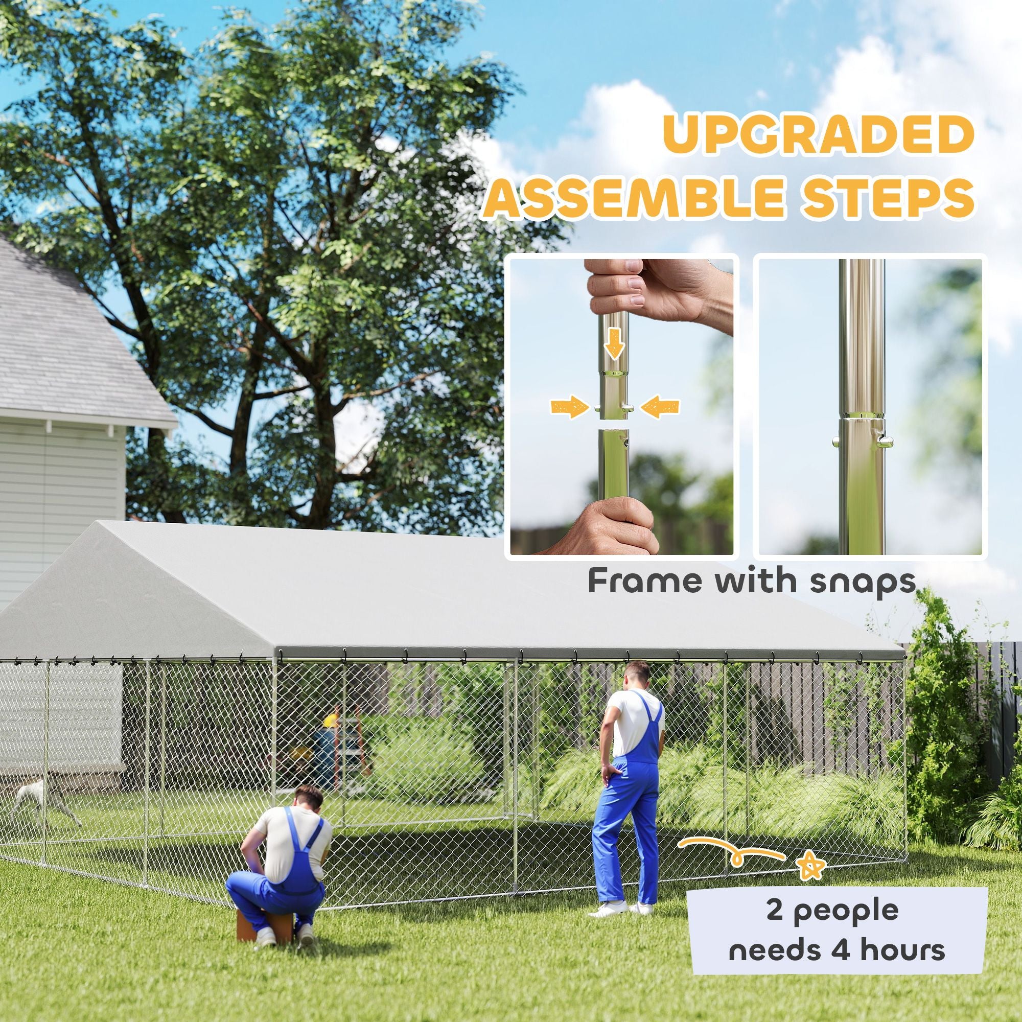 Spacious Outdoor Dog Kennel with water-ready Roof & Secure Latch