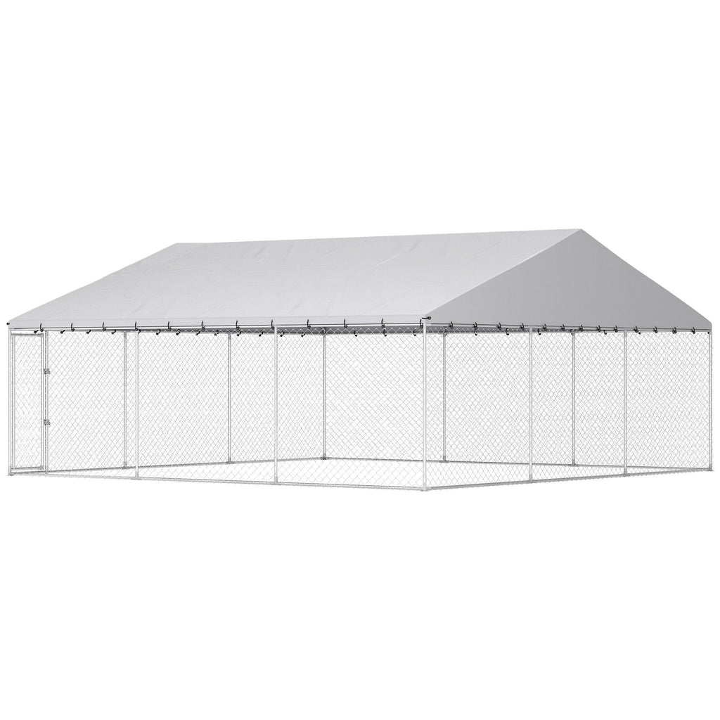 Spacious Outdoor Dog Kennel with water-ready Roof & Secure Latch