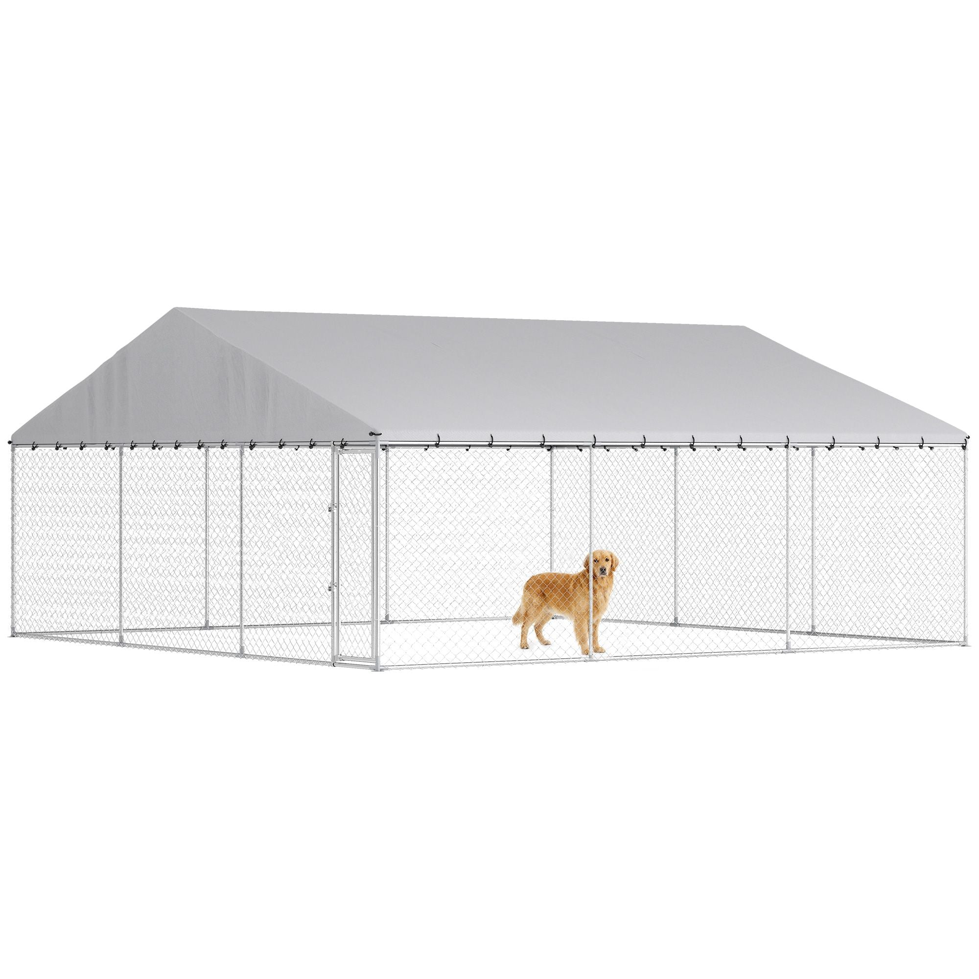 Spacious Outdoor Dog Kennel with water-ready Roof & Secure Latch