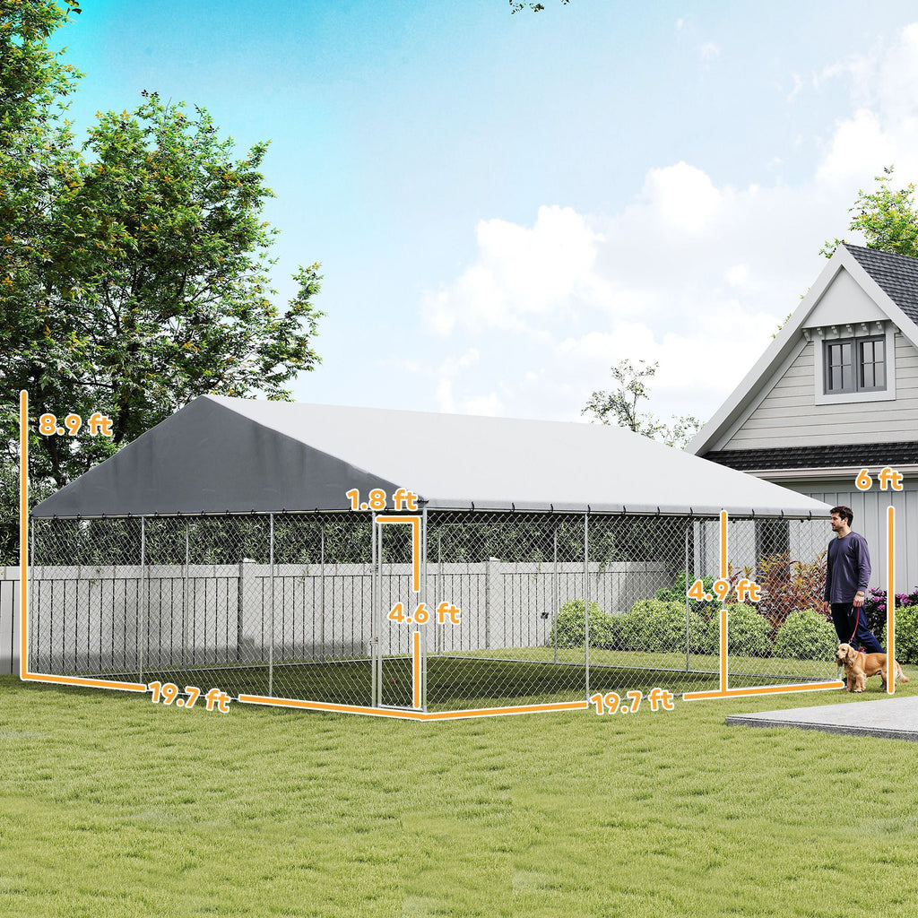Spacious Outdoor Dog Kennel with water-ready Roof & Secure Latch