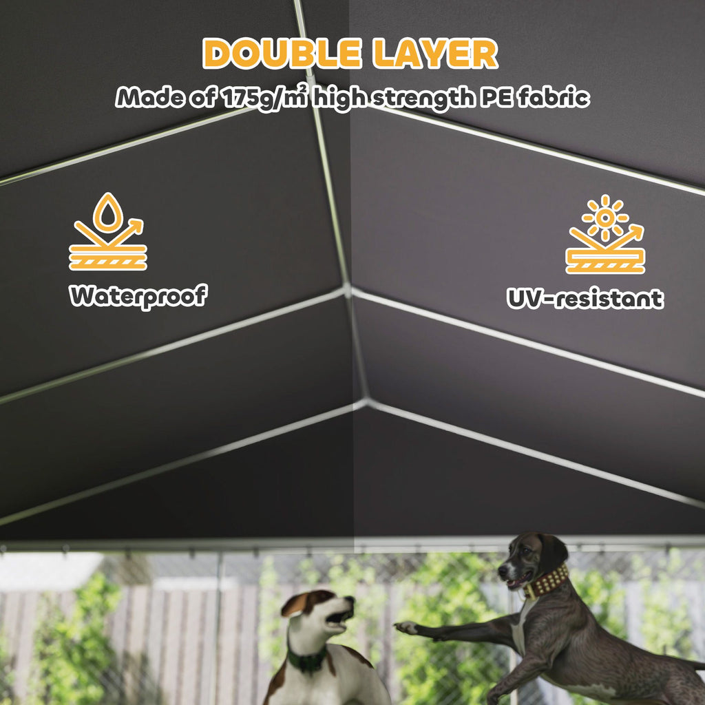Spacious Outdoor Dog Kennel with water-ready Roof & Secure Latch