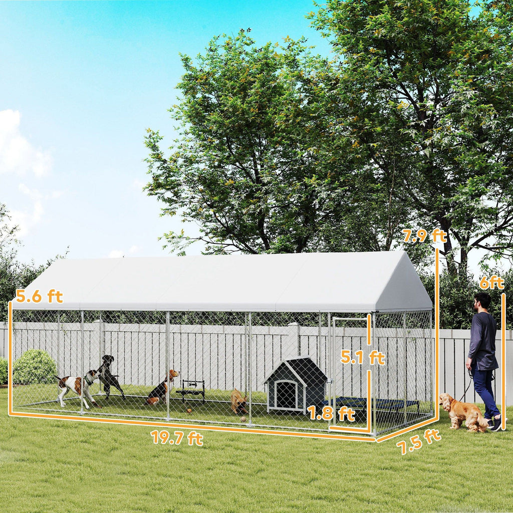 PawHut Outdoor Dog Kennel with water-ready UV-Resistant Roof