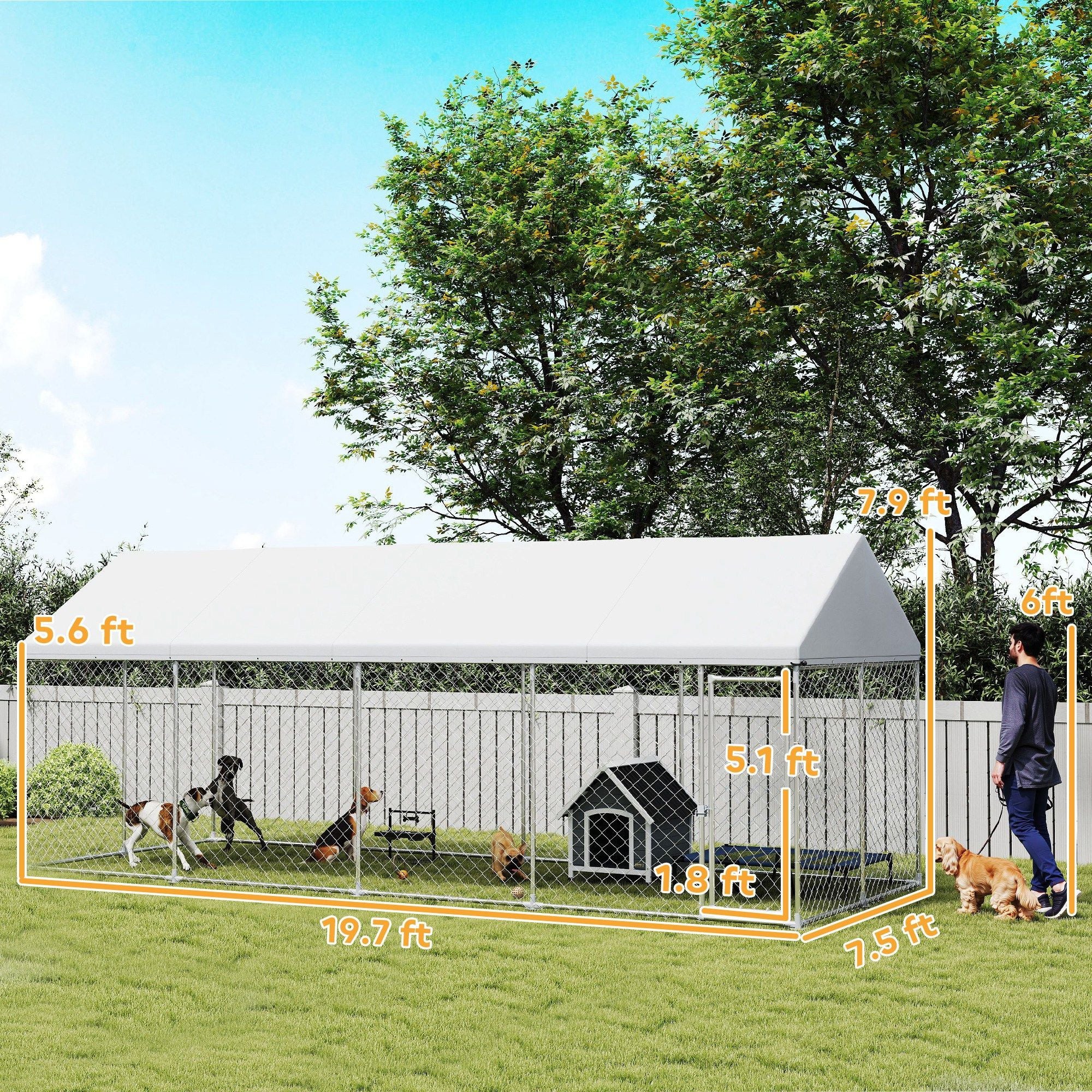 PawHut Outdoor Dog Kennel with water-ready UV-Resistant Roof