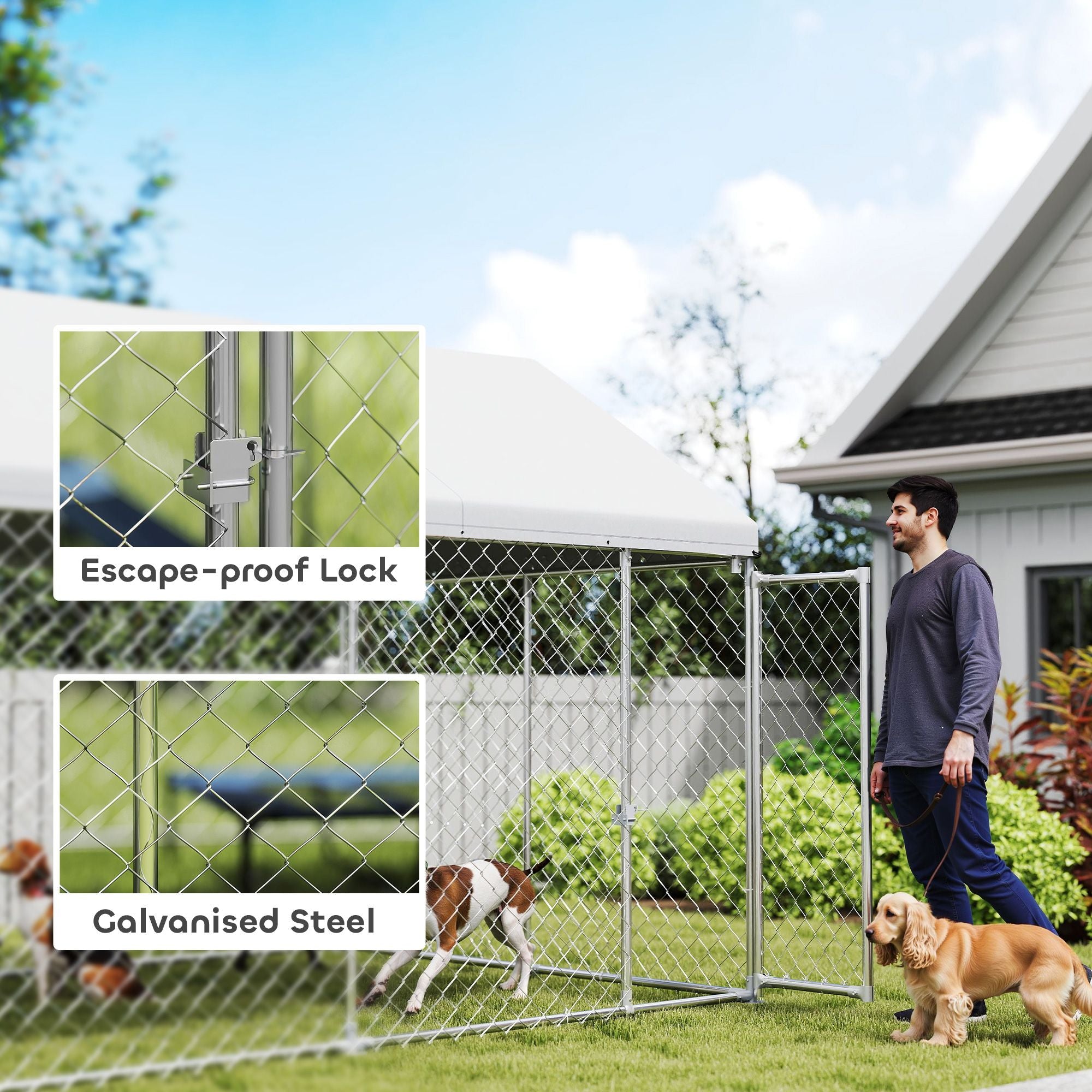 PawHut Outdoor Dog Kennel with water-ready UV-Resistant Roof