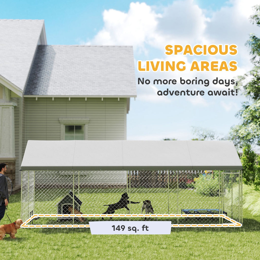 PawHut Outdoor Dog Kennel with water-ready UV-Resistant Roof