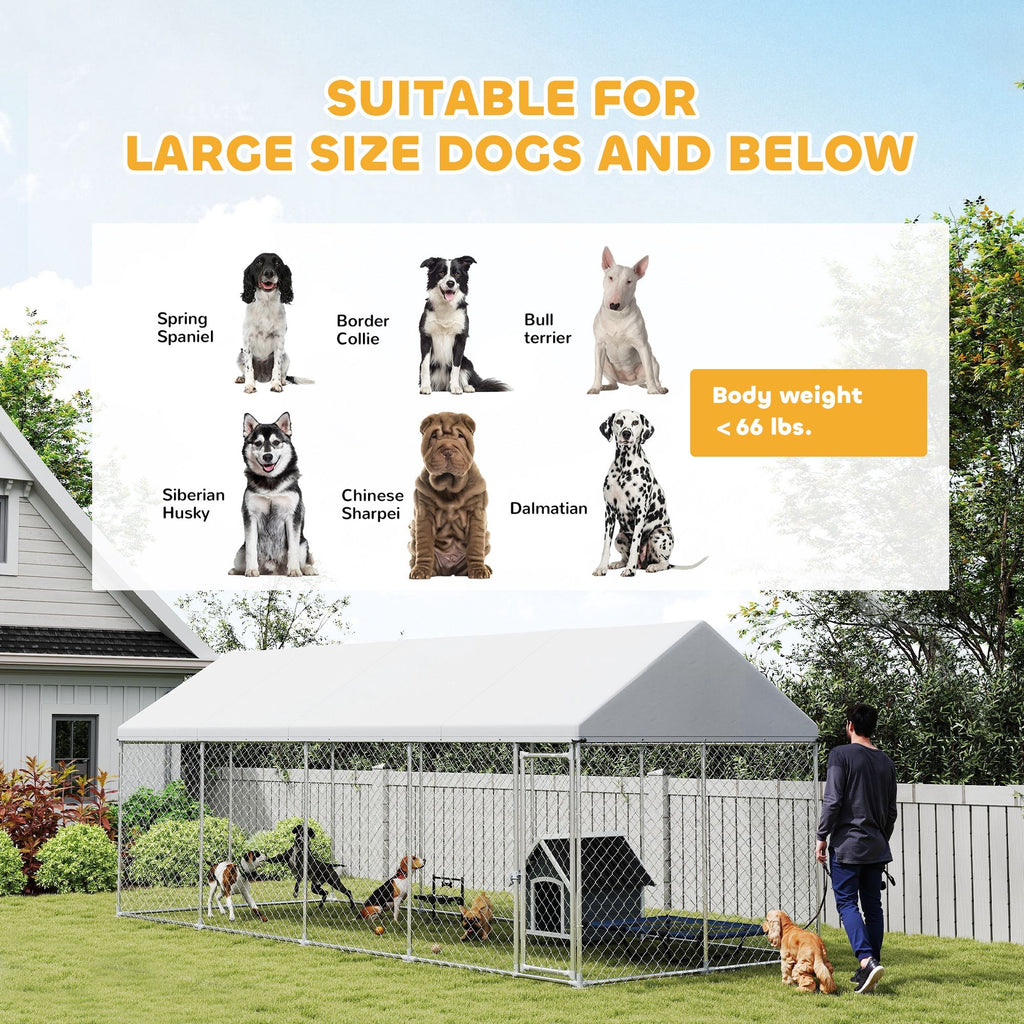 PawHut Outdoor Dog Kennel with water-ready UV-Resistant Roof