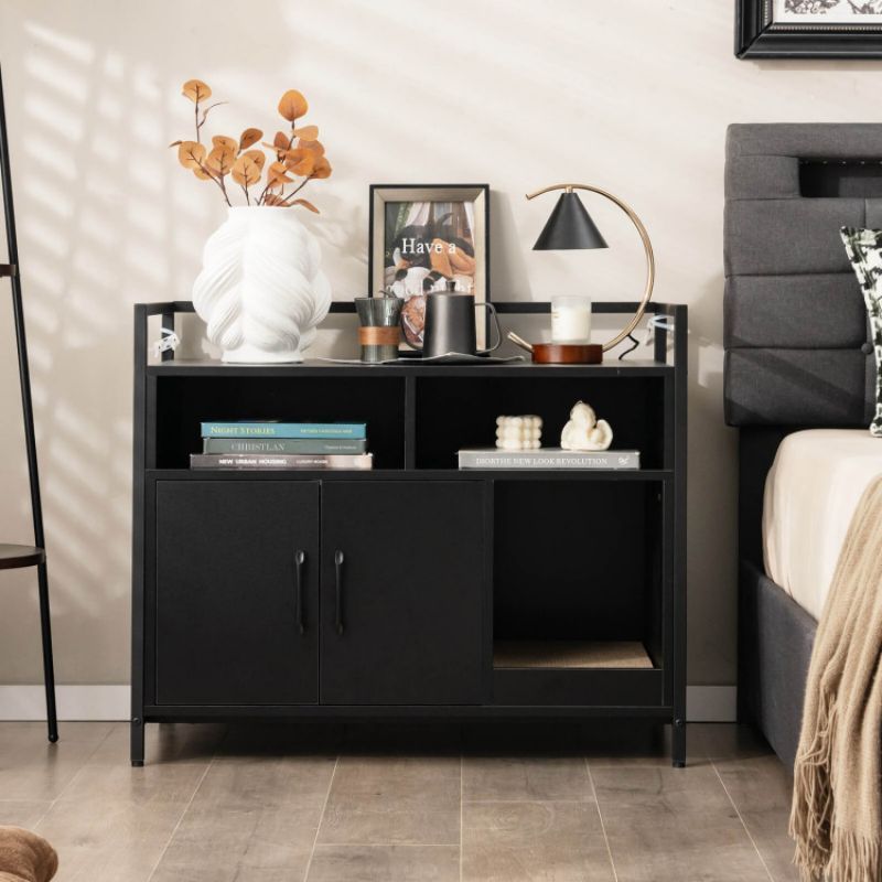 Hide the Mess, Show the Style: Double-Door Cat Washroom with Scratch Board