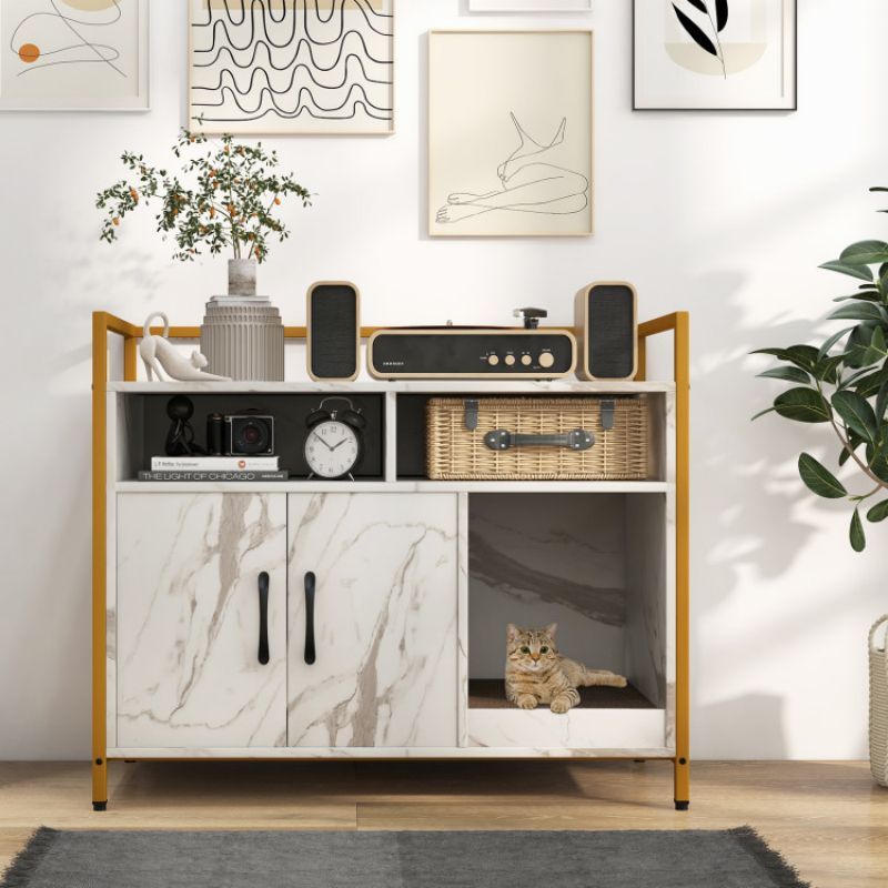 Hide the Mess, Show the Style: Double-Door Cat Washroom with Scratch Board