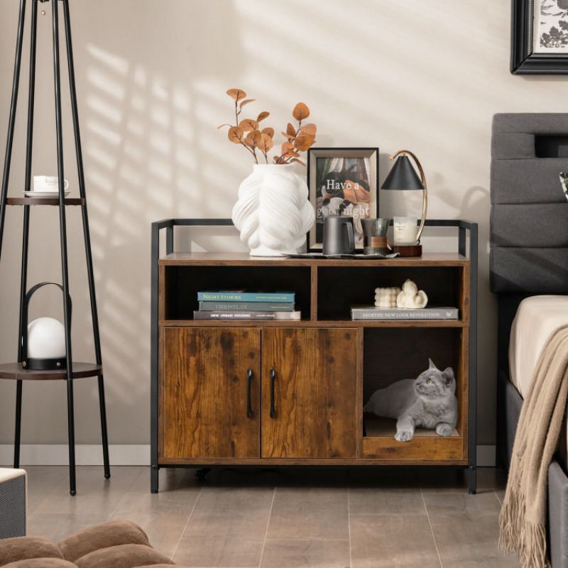 Hide the Mess, Show the Style: Double-Door Cat Washroom with Scratch Board