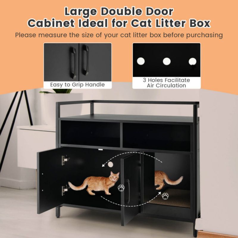 Hide the Mess, Show the Style: Double-Door Cat Washroom with Scratch Board