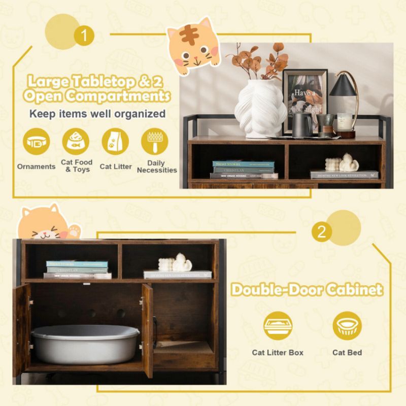 Hide the Mess, Show the Style: Double-Door Cat Washroom with Scratch Board