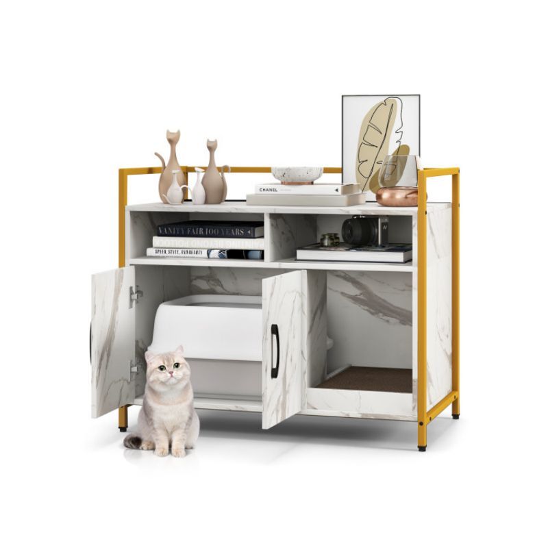 Hide the Mess, Show the Style: Double-Door Cat Washroom with Scratch Board