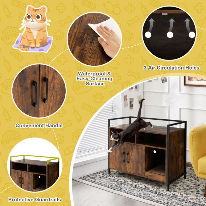 Hide the Mess, Show the Style: Double-Door Cat Washroom with Scratch Board