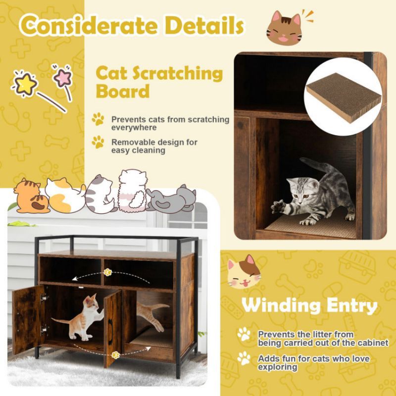 Hide the Mess, Show the Style: Double-Door Cat Washroom with Scratch Board
