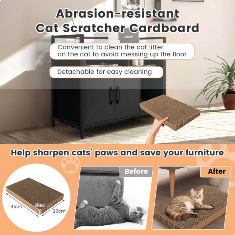 Hide the Mess, Show the Style: Double-Door Cat Washroom with Scratch Board