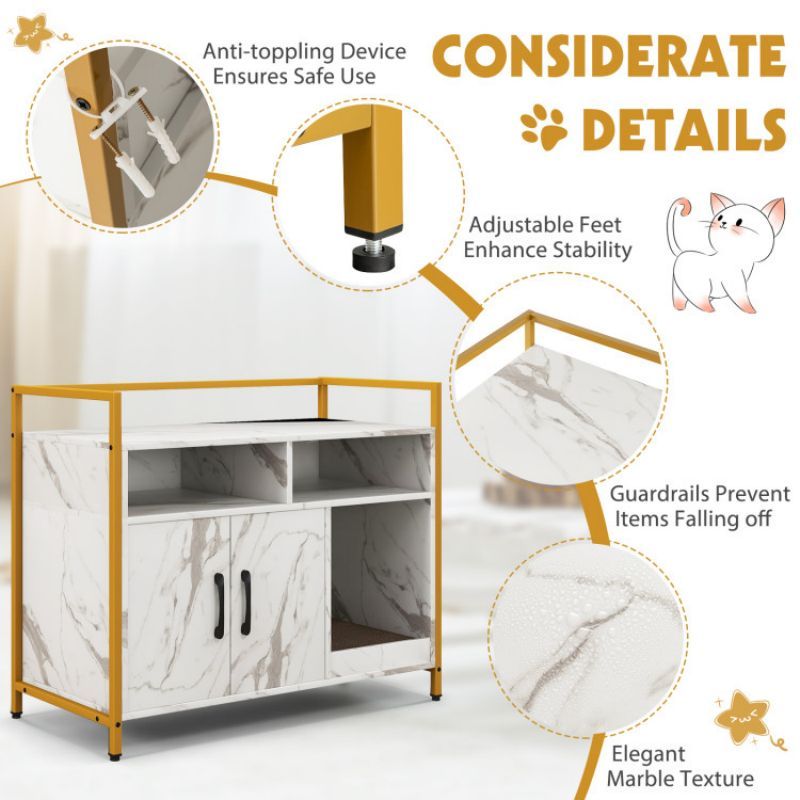 Hide the Mess, Show the Style: Double-Door Cat Washroom with Scratch Board