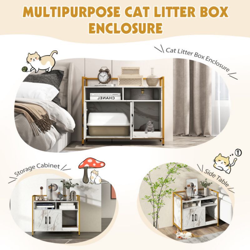 Hide the Mess, Show the Style: Double-Door Cat Washroom with Scratch Board