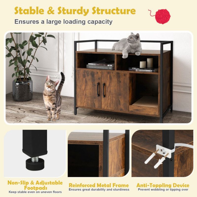 Hide the Mess, Show the Style: Double-Door Cat Washroom with Scratch Board