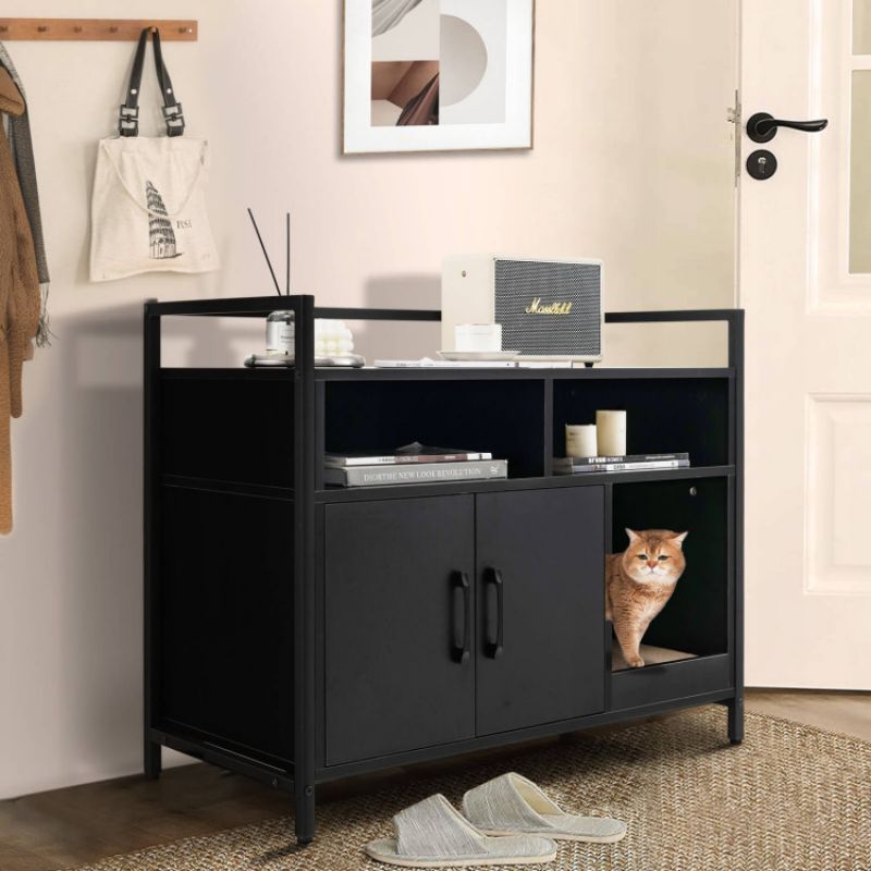 Hide the Mess, Show the Style: Double-Door Cat Washroom with Scratch Board