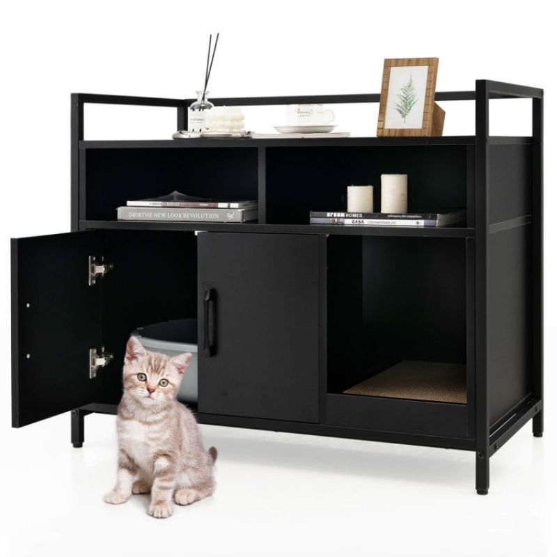 Hide the Mess, Show the Style: Double-Door Cat Washroom with Scratch Board