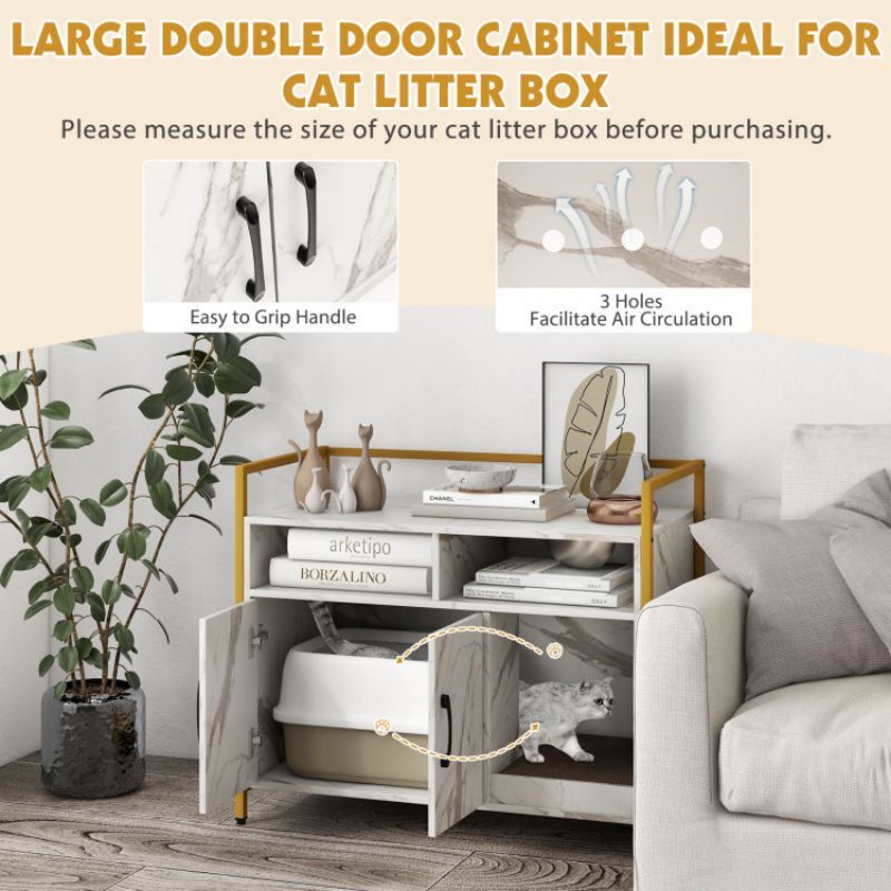 Hide the Mess, Show the Style: Double-Door Cat Washroom with Scratch Board